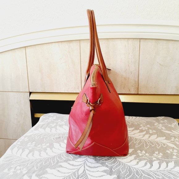 Dooney & Bourke Red Tote with Brown Accents - Picture 5 of 16